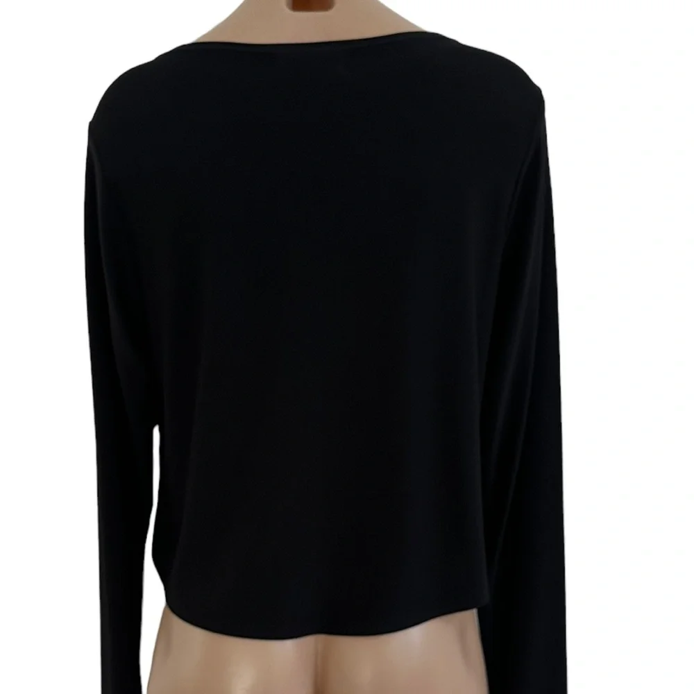 Sympli Canada Crop black Hi Low long sleeve top SZ 10 - Picture 5 of 6